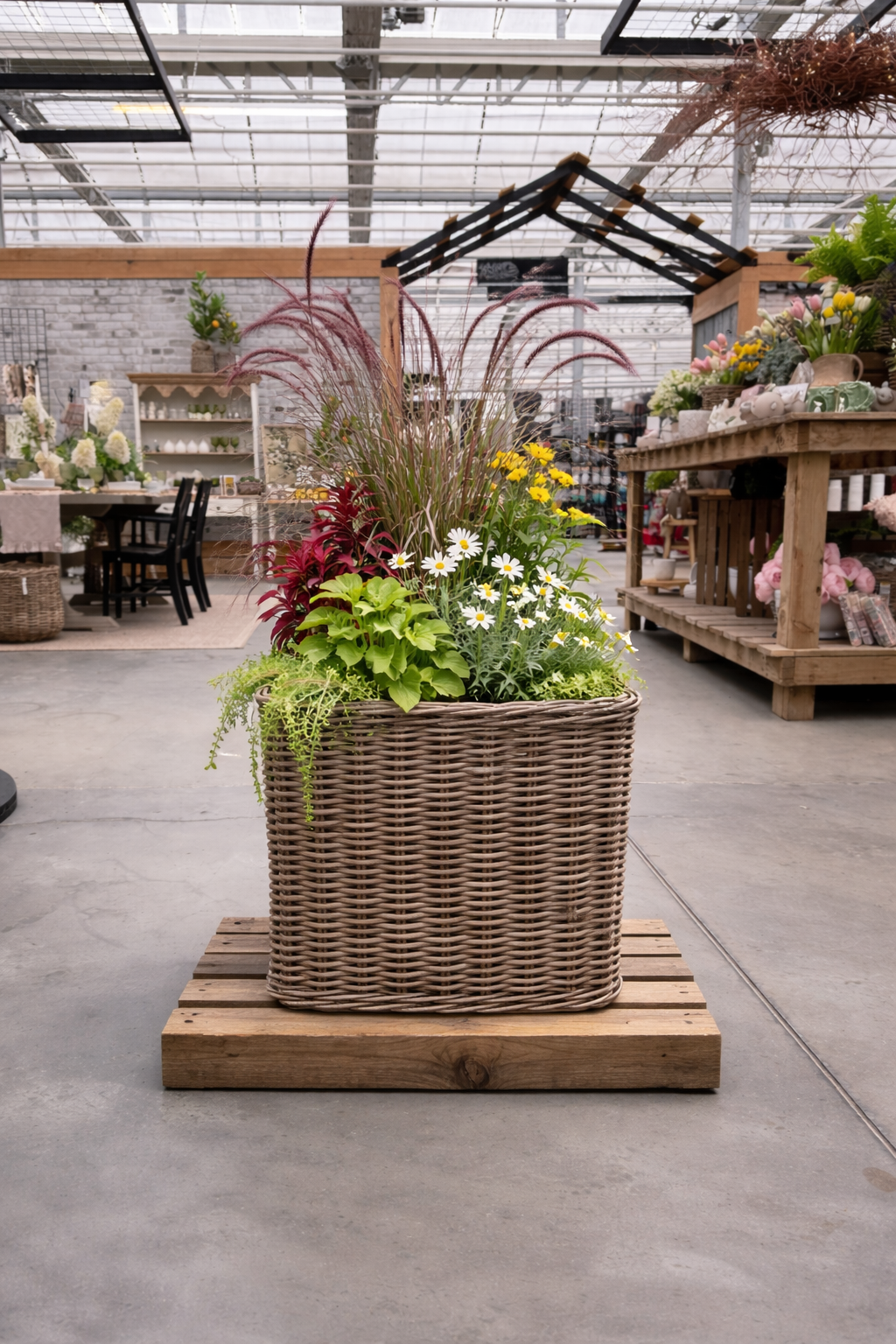 Large Square Wicker Annuals Garden